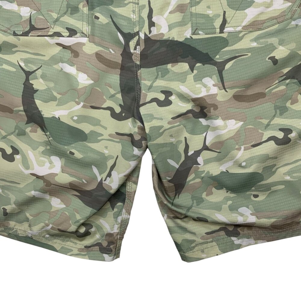 AFTCO Tactical Fishing Cargo Short 40 Green Camouflage - Picture 10 of 12